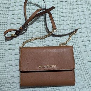 Michael Kors Brown Crossbody Bag with Gold Accents